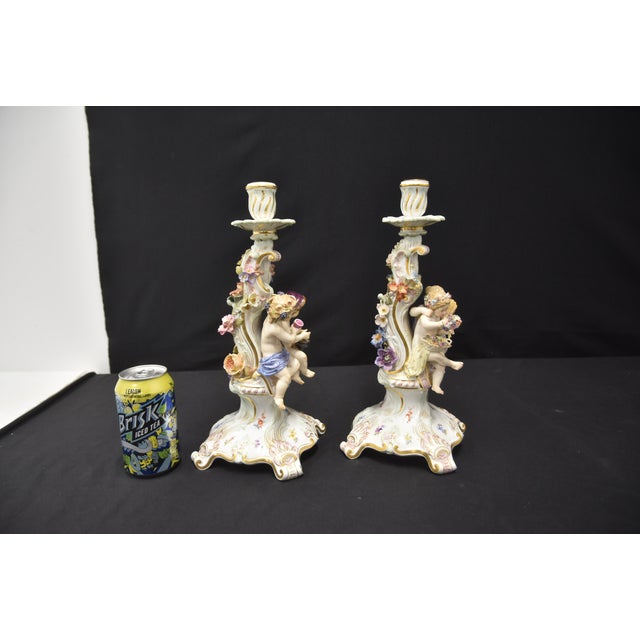 Blue Meissen 4-Seasons Figural Candlesticks For Sale - Image 8 of 15