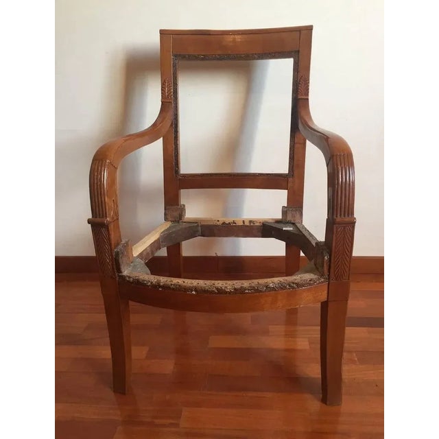 Brown Set of 19th Century French Empire Cherry Wood Armchairs For Sale - Image 8 of 9