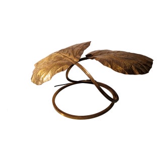 Table Lamp Rhubarb Model with 2 Brass Leaves by Carlo Giorgi for the Gadda Workshop, 1970s For Sale
