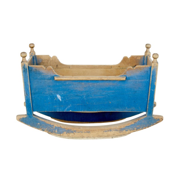 Mid 19th Century Antique Traditional Swedish Painted Pine Cradle, 1860 For Sale - Image 5 of 6