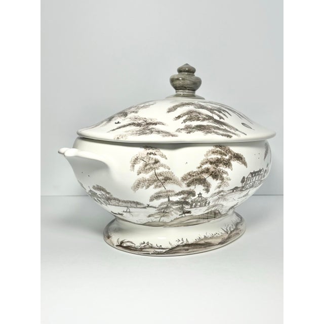 2010s Juliska “Country Estate, Flint (Gray)” Stoneware Soup Tureen Bowl & Lid For Sale - Image 5 of 11