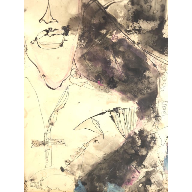 Abstract Charles Keeling Lassiter Abstract Expressionist Mixed Media Ink & Watercolor Gouache on Paper 1962 For Sale - Image 3 of 7