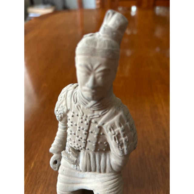 Gray Terracotta Warrior Replica Kneeling Archer Statue, Chinese Qin Dynasty Style For Sale - Image 8 of 8