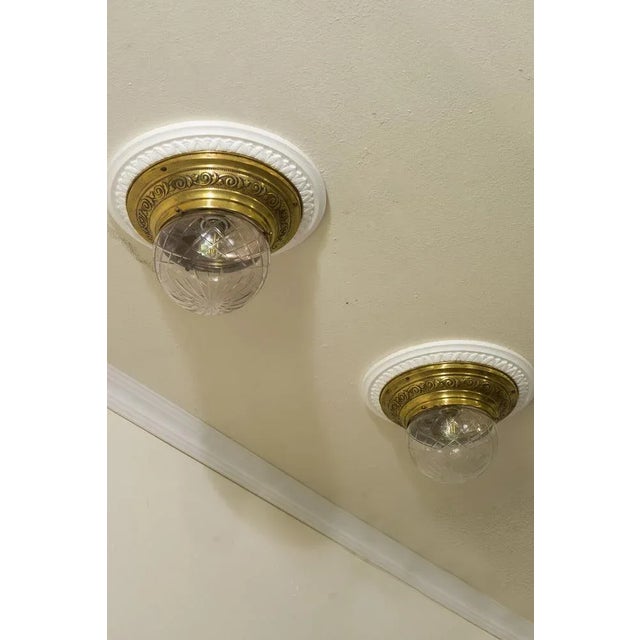 Art Nouveau Lamps in Brass with Grinded Glass Lampshade, 1890s, Set of 2 For Sale - Image 3 of 11