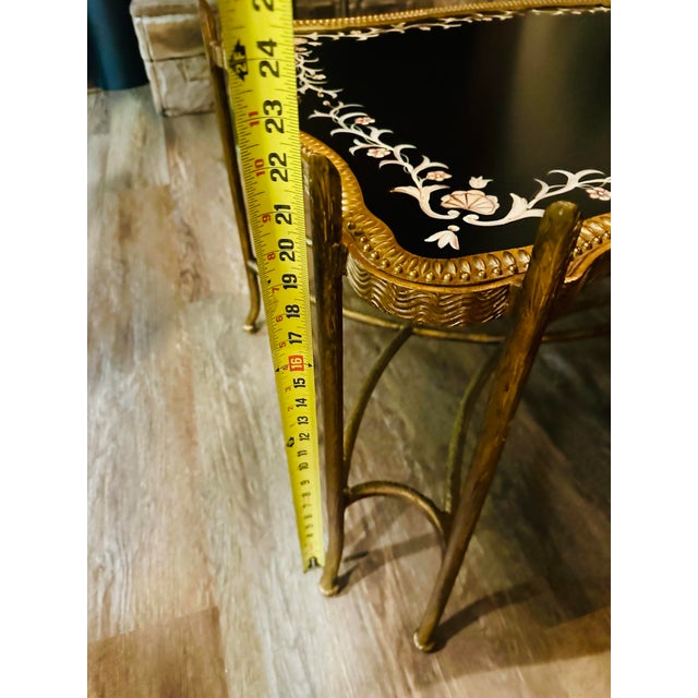 Black Vintage Chinoiserie Black Lacquer & Gold Floral Tray Top Coffee Table For Sale - Image 8 of 10