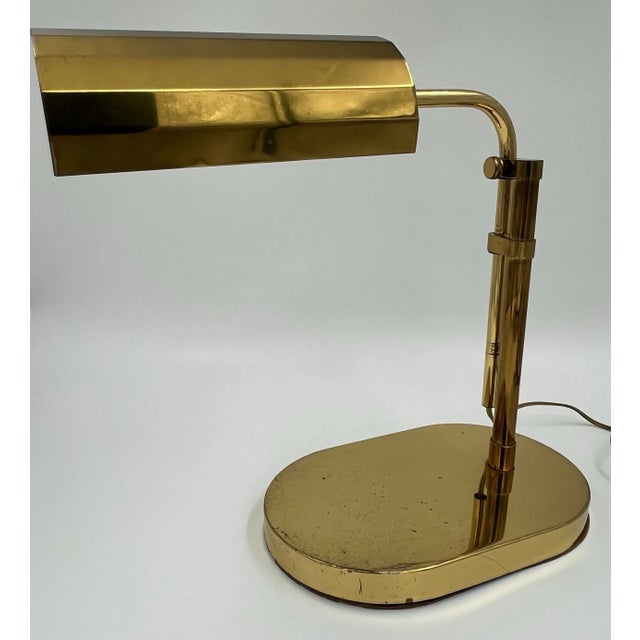 1970s Clover Lamp Co. Adjustable Brass Pharmacy, Bankers or Desk Lamp Styled After Reggiani and Arteluce For Sale - Image 10 of 11