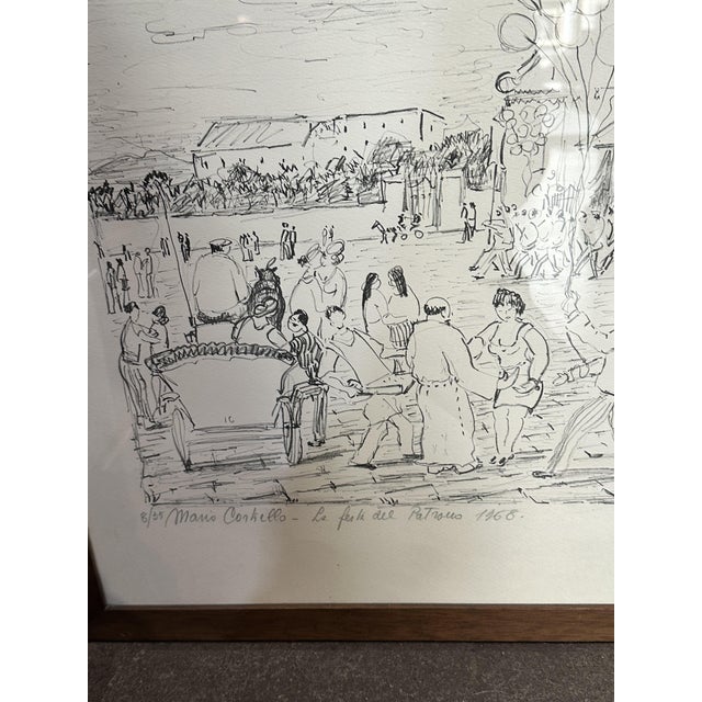 Mario Cortiello, La festa del patrono, 1960s, Lithograph For Sale - Image 7 of 11