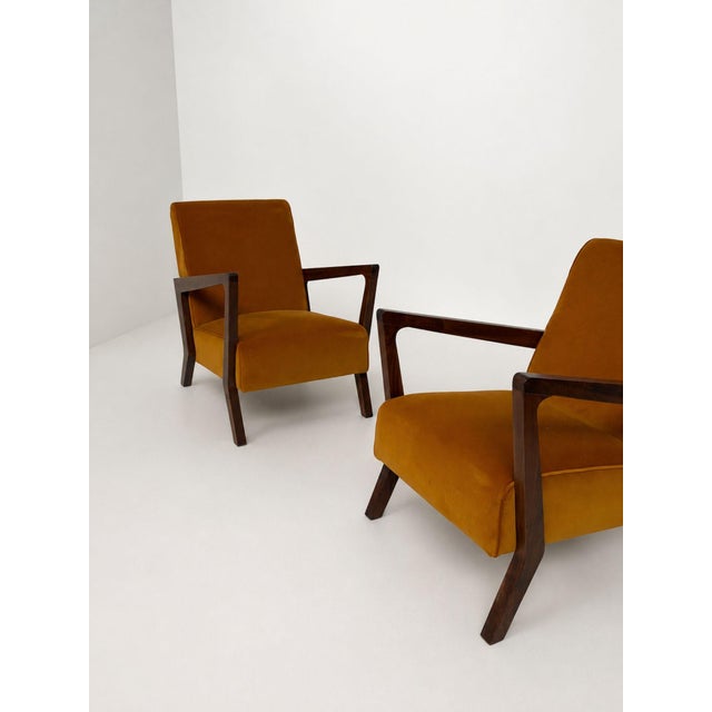 Vintage Italian Armchairs in Orange Velvet, 1960s, Set of 2 For Sale - Image 6 of 13
