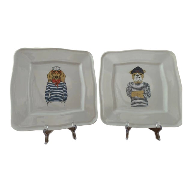 Lab Sailor and Boxer Sailor Platters- Set of 2 For Sale