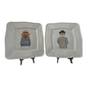 Lab Sailor and Boxer Sailor Platters- Set of 2