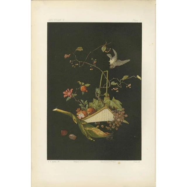Vivid Hand-Colored Lithograph from Audsley’s The Ornamental Arts of Japan, 1882-1884 This exceptional hand-colored...