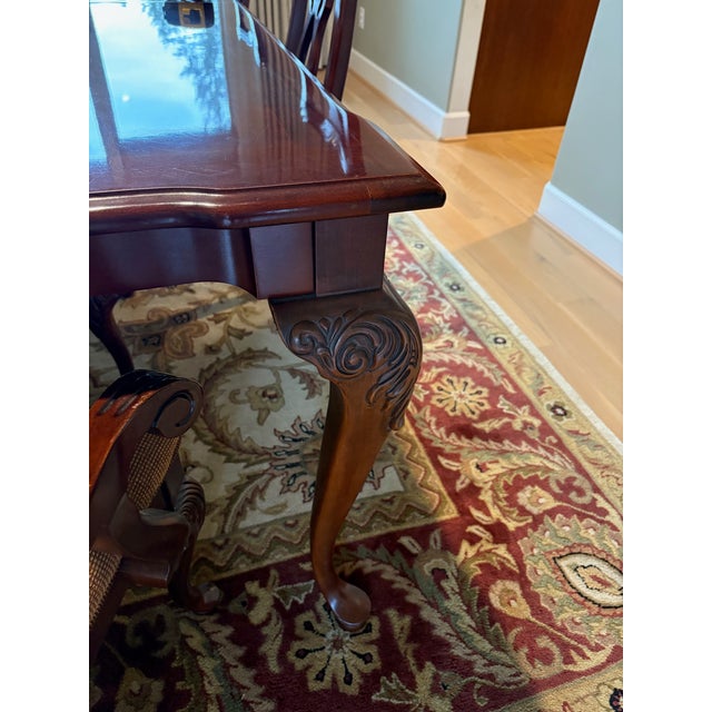 2000 - 2009 Styled After Thomasville Collector's Cherry Dining Table and Chairs For Sale - Image 5 of 15