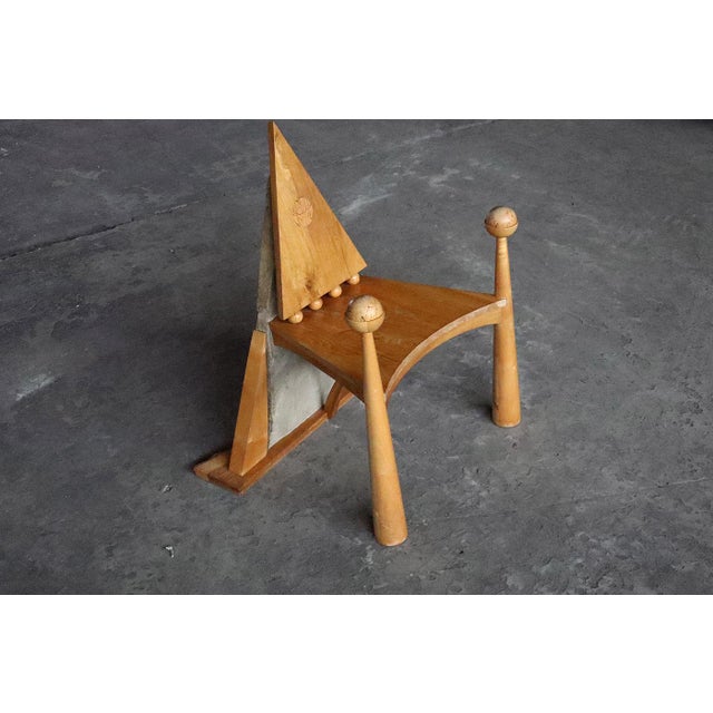 1970s Modernist Wood and Stone Armchair, France, 1970s For Sale - Image 5 of 10