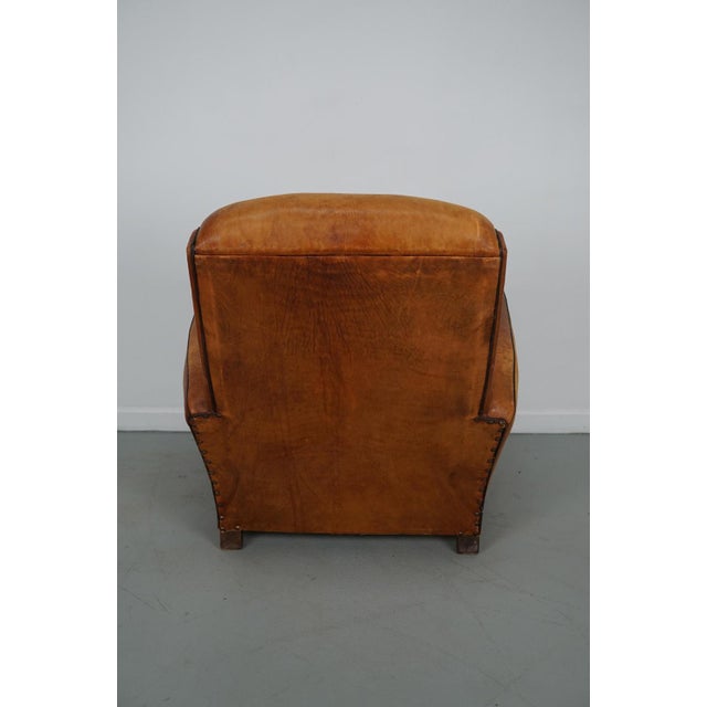 Vintage French Cognac-Colored Leather Club Chair, 1950s For Sale - Image 11 of 18