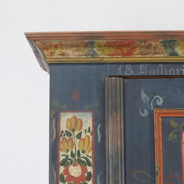 Antique Rustic Farmhouse Painted Bridal Cabinet, 1863 For Sale - Image 10 of 16