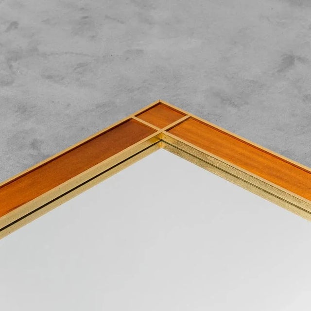 Vintage Wall Mirror in Wood & Metal, 1970s For Sale - Image 4 of 7