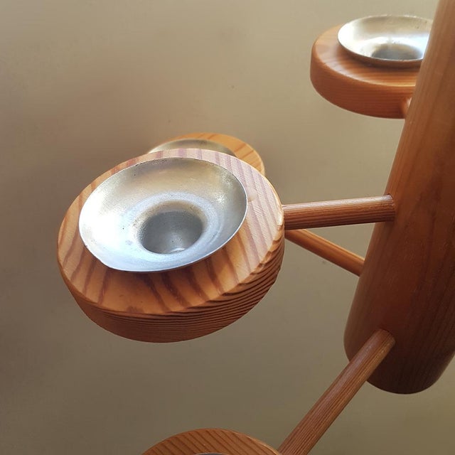 Mid-Century Modern Scandinavian Hanging Candleholder in Pine For Sale - Image 4 of 6