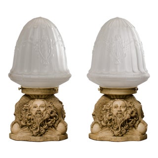 Bearded Old Man Accent Lamps - A Pair For Sale