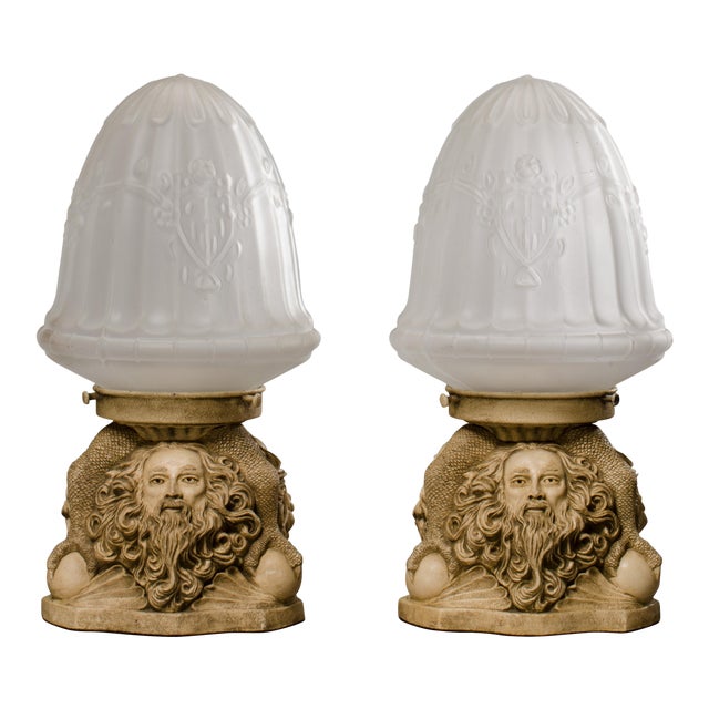 Bearded Old Man Accent Lamps - A Pair For Sale