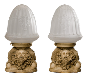 Bearded Old Man Accent Lamps - A Pair