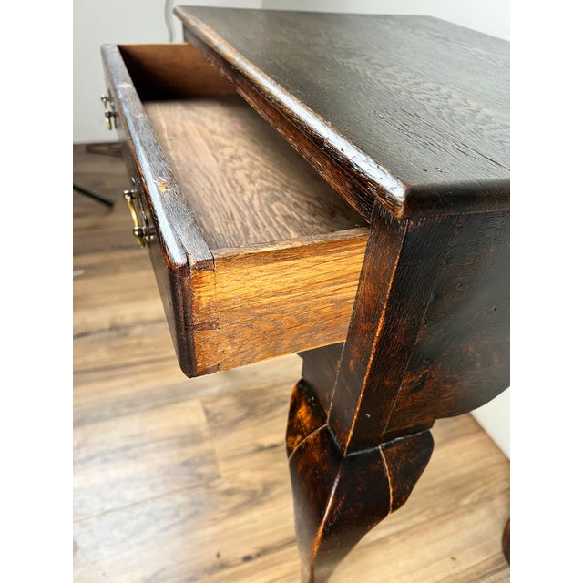 Late 18th Century Antique Queen Anne Style George III Oak One Drawer Stand C. Late 18th Century For Sale - Image 5 of 8