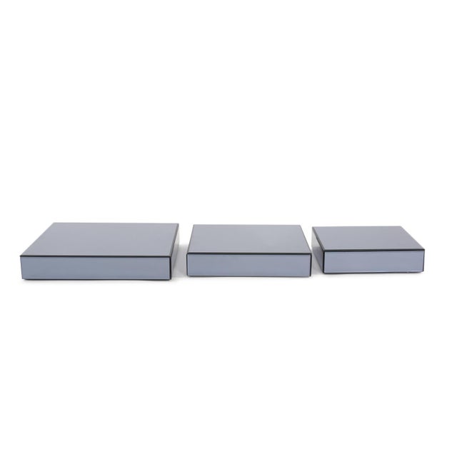 Kenneth Ludwig Chicago Grigio Mirrored Set of Three Platforms For Sale - Image 4 of 10