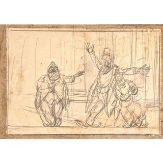 Gabriele Galantara, The Drunks, Pencil on Cardboard, 1907 For Sale