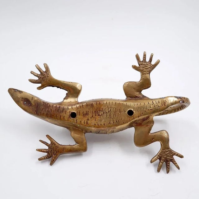 Komodo Lizard Brass Handle For Sale - Image 5 of 16