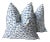 Contemporary Ballard Designs “mira” Blue and White Droplet Fabric Pillows - a Pair, 21” For Sale