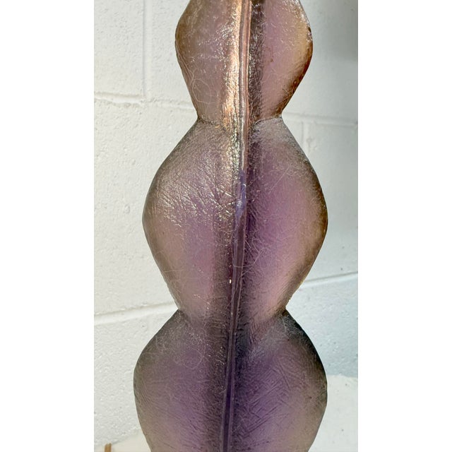 Rare Vintage Handmade MCM Purple Lucite and Pottery Base Electric Table Lamp For Sale - Image 12 of 12