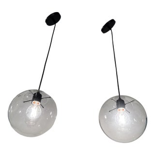 Visual Comfort Contemporary Glass Globe Pendants, Pair For Sale