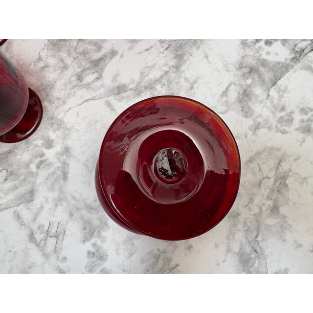 Vintage Ruby Red Set of Assorted Stemware Cocktail Glasses-Set of Nine For Sale - Image 9 of 10