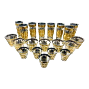 Vintage 1960s Mid Century Gold Culver Barware Set- a Set of 23
