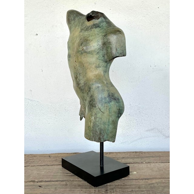 Vintage Patinated Bronze Torso of Man For Sale In West Palm - Image 6 of 12
