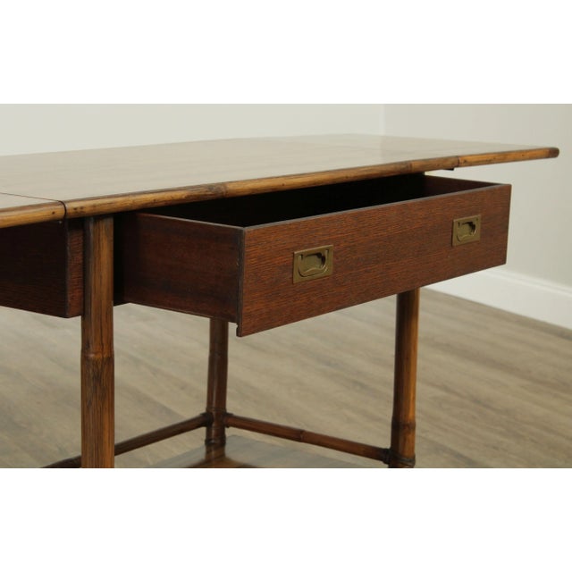 McGuire of Sanfrancisco Vintage Rattan Drop Leaf Bar Cart Server For Sale - Image 11 of 13