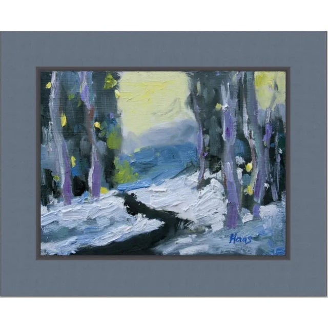 Wood Last Light, Contemporary Winter Landscape Oil Painting by L Haas For Sale - Image 7 of 11