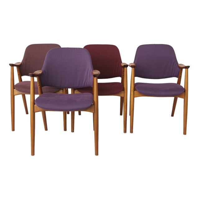 Vintage Lounge Chairs in Beech, Germany 1960s, Set of 4 For Sale