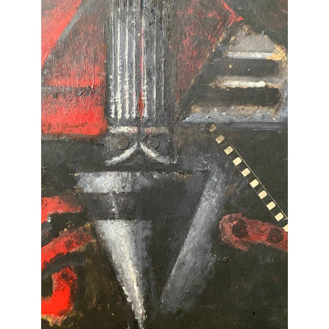 Paint Nick de Angelis, Mixed Media Collage Oil Painting Futuristic Abstract Expressionist Machine Art For Sale - Image 7 of 9