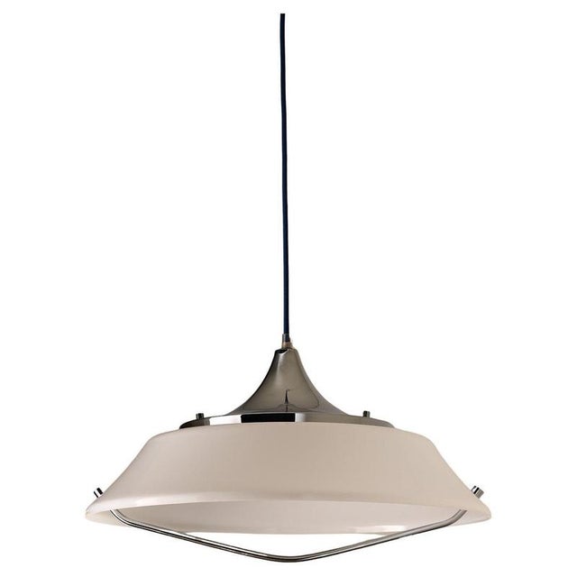 Space Age Acrylic Glass Dish Pendant with Chrome Detail, 1970s For Sale - Image 10 of 10