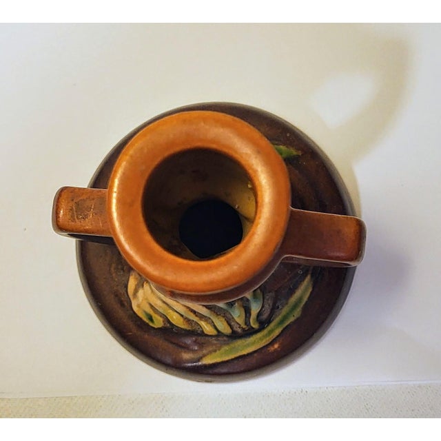 Art Nouveau 1960s Roseville Pottery Candle Holder For Sale - Image 3 of 12