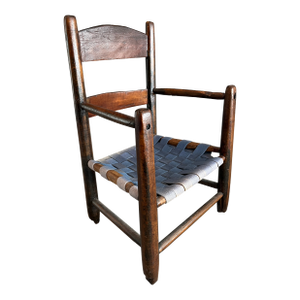Mid 19th Century Antique Early American Child’s Ladder Back Woven Seat Armchair