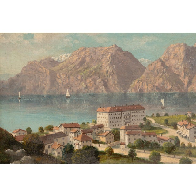 Lake and Sailing Ships, Oil on Canvas For Sale - Image 5 of 10