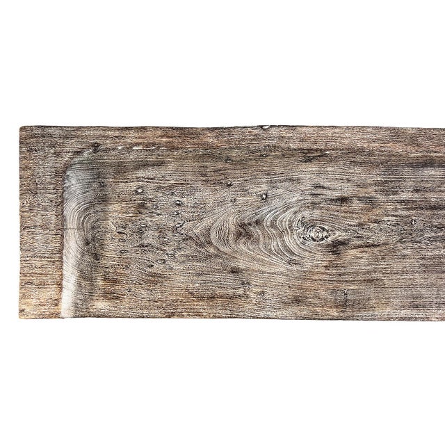 Vintage Modern Rustic Slab Three Pillar Bench For Sale In Los Angeles - Image 6 of 7