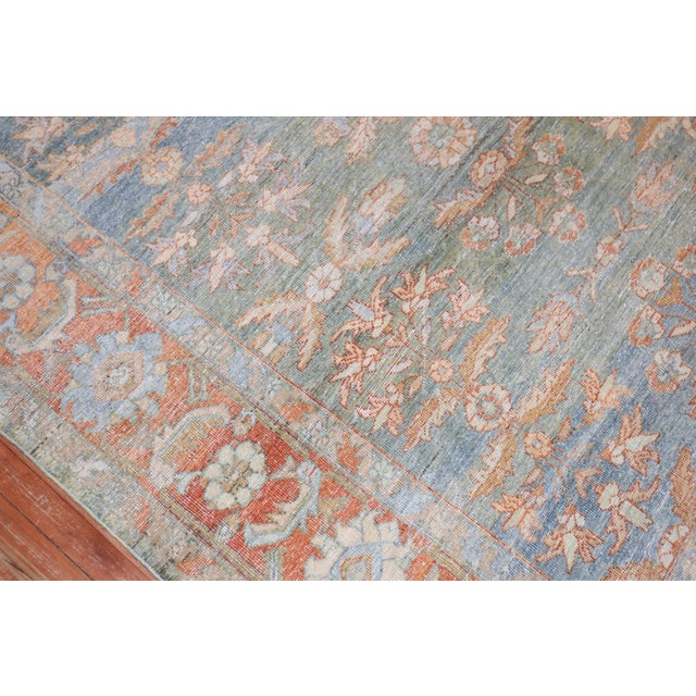 Light Blue Green Antique Persian Mahal Gallery Size Rug For Sale - Image 11 of 18