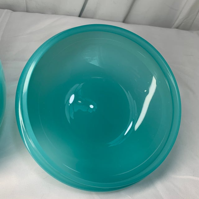 Tiffany Blue Large Tiffany Blue Opaline French Style Lidded Apple Vessel For Sale - Image 8 of 8