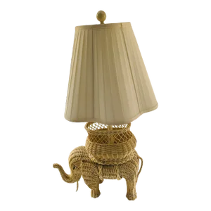 1980s Wicker Elephant Lamp