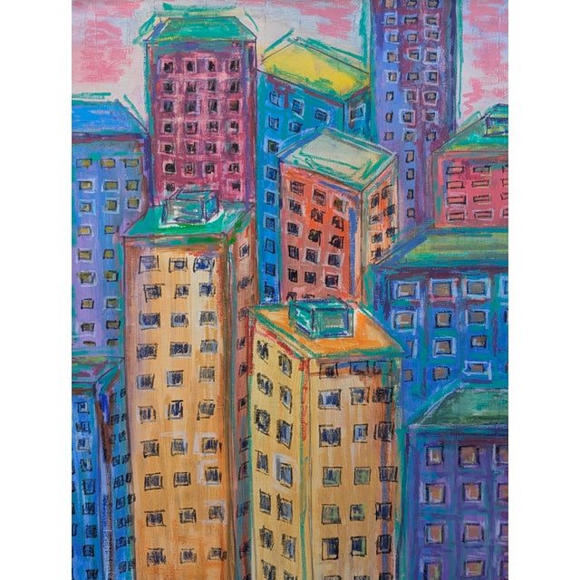 Original Oil Pastel Art Titled "City Escape" by Artist Rachel Davis Dated 2007 Entire Framed Art measures 20.75"W x...