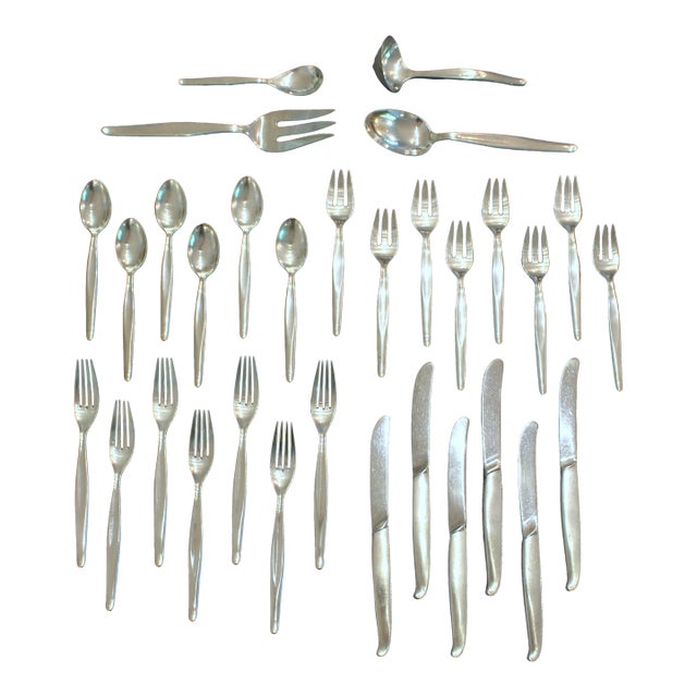 Mid 20th Century Mid-Century Modern Towle Sterling Silver Flatware Set - 31 pcs For Sale