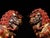 Monumental Pair of Vintage Gilt Bronze & Cinnabar Guardian Lions – Large Temple Foo Dogs For Sale - Image 9 of 12