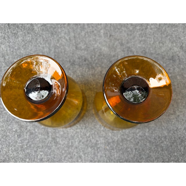 Glass Vintage Mid-Century Modern Amber Brown Glass Denby Avanti Goblets a Pair For Sale - Image 7 of 9